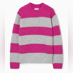 Oversized Alpaca Blend Sweater in Pink Striped